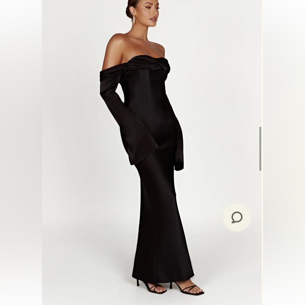 NWT MESHKI Giselle Off Shoulder Cowl Neck Maxi Dress - Black
